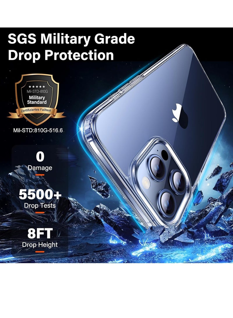 إلترازون عنوان باللغة العربية: "تصميم متعدد الوظائف لحافظة iPhone 15 Pro Max [لا تصفر] مع حامي شاشة زجاجي مقوى 2 قطعة + حامي عدسة الكاميرا 2 قطعة، [حماية عسكرية الجودة] مضاد للصدمات، مضاد للخدش - شفاف" - Image 3