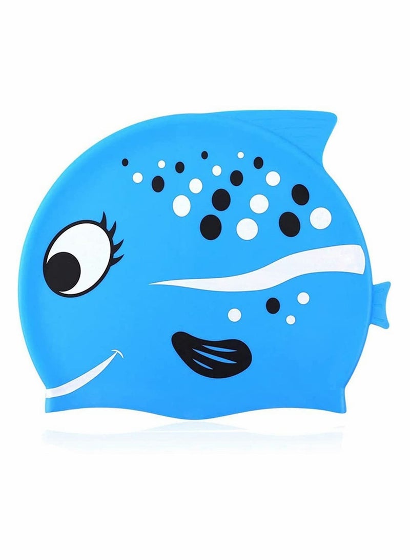 KASTWAVE Kids Swim Cap, Fun Silicone High Elastic Swim Caps, Boys and Girls Waterproof Children Diving Cartoon Animals Cap for Long Short Hair - Image 1