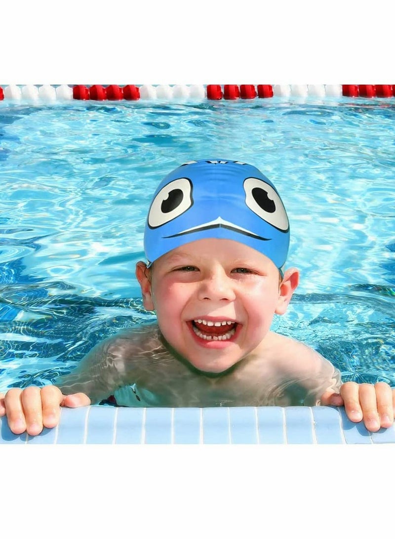 KASTWAVE Kids Swim Cap, Fun Silicone High Elastic Swim Caps, Boys and Girls Waterproof Children Diving Cartoon Animals Cap for Long Short Hair - Image 5