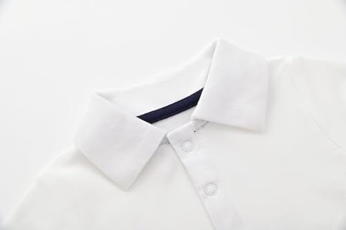 Teach Leanbh Baby Boys Pure Color Cotton Short Long Sleeve Polo Bodysuit 3-24 Months (Navy, 9 Months) - Image 3