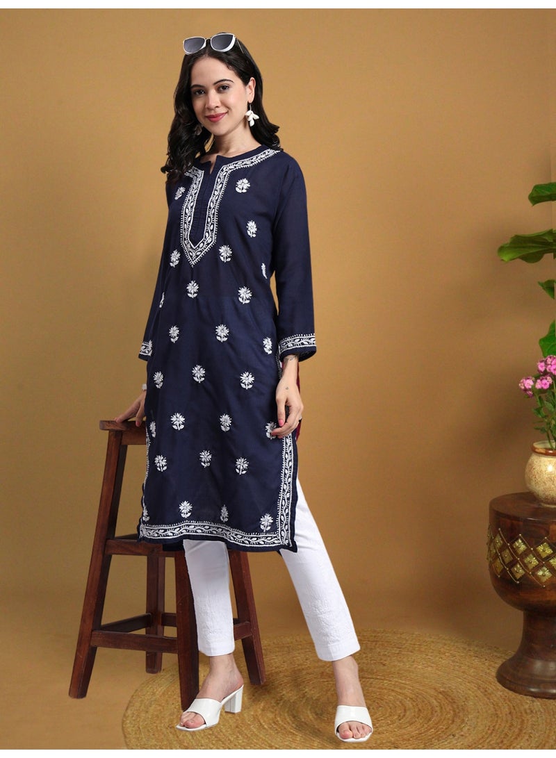 Alaya Hand Embroidered Chikankari Cotton Kurta-AL3999 - Image 3