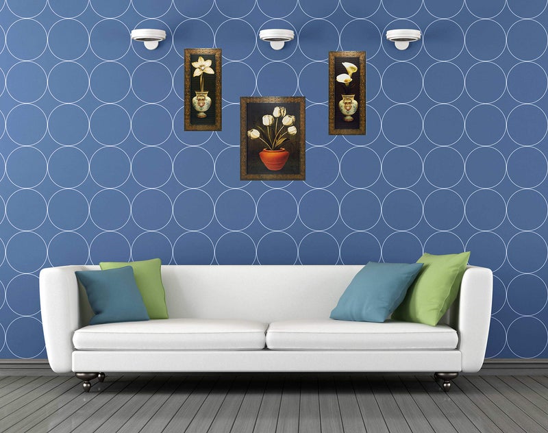 Indianara Set of 3 Floral Paintings (1687) Without Glass 5.2 X 12.5, 9.5 X 12.5, 5.2 X 12.5 INCH - Image 5