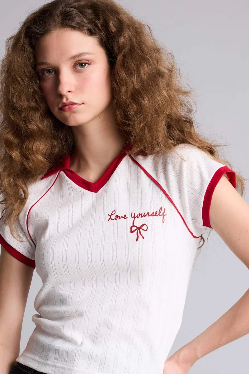 DeFacto Slim Fit Printed Short Sleeves T-Shirt