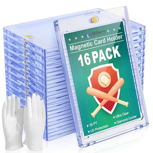 Mlikero 16ct Magnetic Card Holder for Trading Cards 35pt Ultra Clear Baseball Card Holder Hard Plastic Protectors for Sports and Game Cards - Image 1