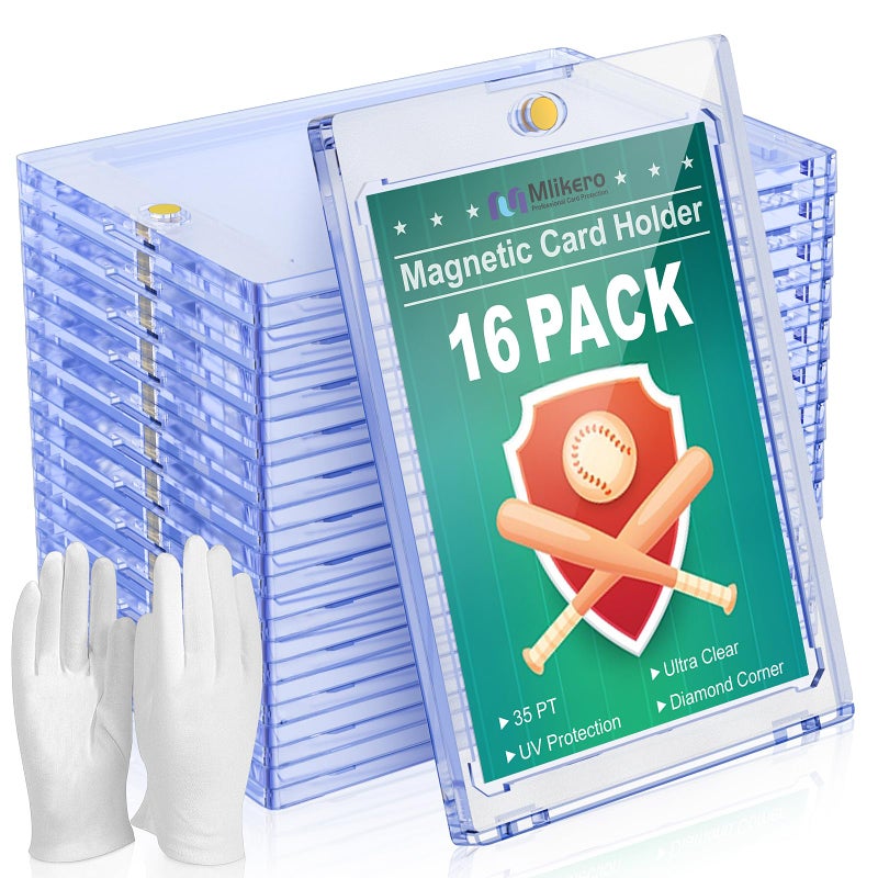 Mlikero 16ct Magnetic Card Holder for Trading Cards 35pt Ultra Clear Baseball Card Holder Hard Plastic Protectors for Sports and Game Cards - Image 2