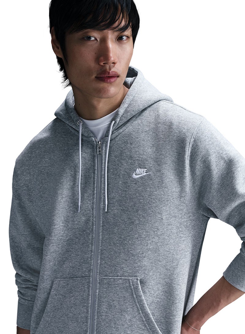 Nike Club Brushed Full-Zip Hoodie - Image 3