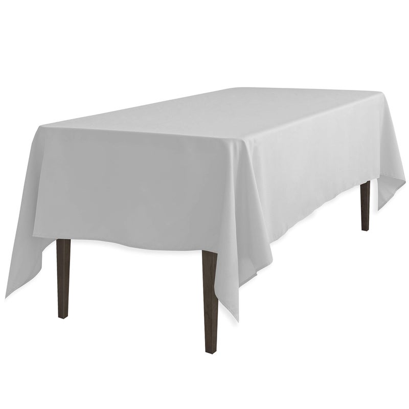 LTC LINENS LinenTablecloth 60 x 126-Inch Rectangular Polyester Tablecloth Silver - Image 1