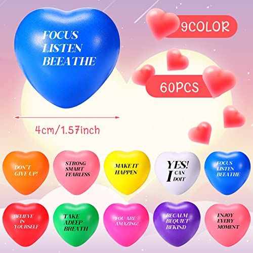 Jerify 100 Pcs Heart Stress Balls Foam Motivational Stress Balls Bulk Anxiety Relief Toys for Kids Adults Party Favors Valentines Day School Classroom Exchange Gifts - Image 5