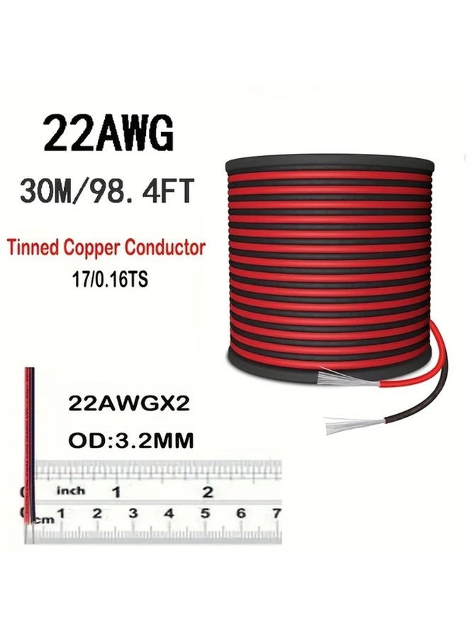 22AWG 2 Core Parallel Cable 1181 Inch Flexible Tinned Copper Wire For LED Power Cord - Image 1