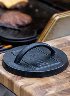 LODGE Lodge L6BP 6.25 Inch Seasoned Cast Iron Burger Press, Black  - Image 2
