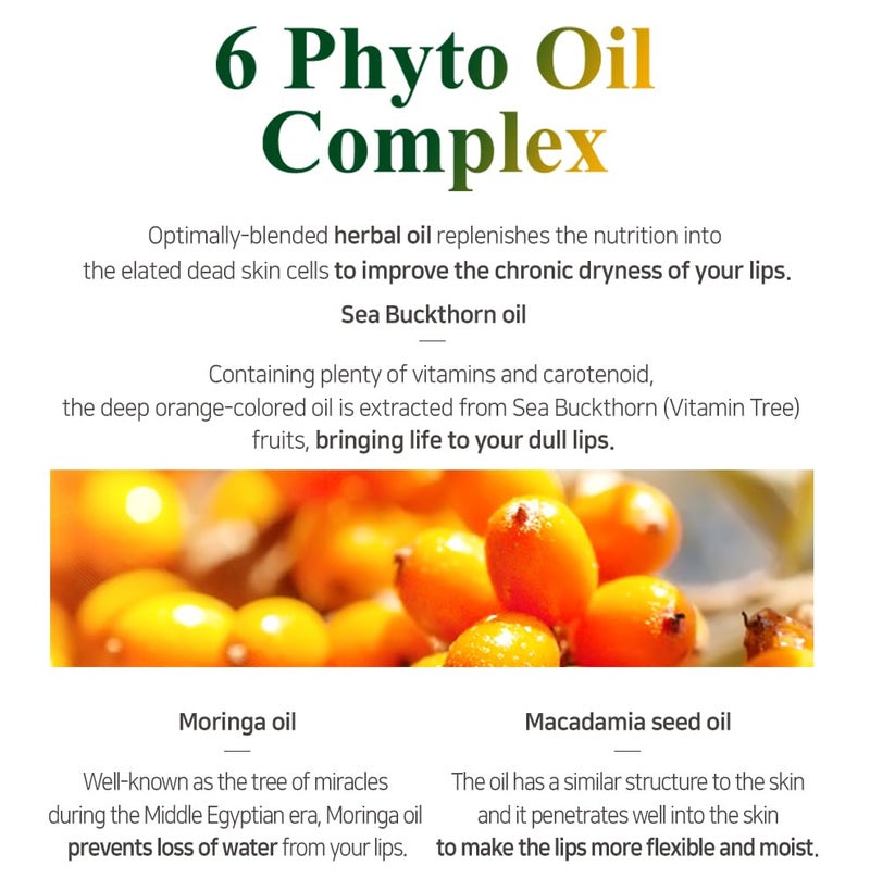 Petitfee قناع الشفاه النائم من بيتي في Sea Buckthorn Oil 0.53 أونصة | بلسم شفاه نهاري و ليلي، قناع شفاه ليلي، علاج للشفاه الجافة والمتشققة، ترطيب عميق مع فيتامين E وزبدة الشيا، 6 مركب زيوت نباتية - Image 4