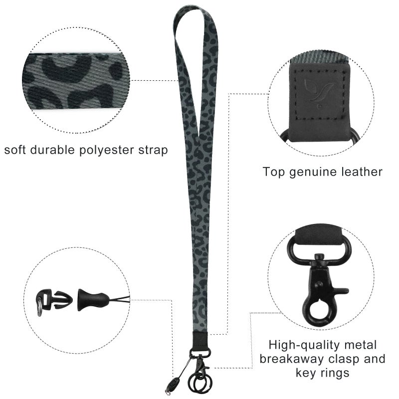 Yiflin Cool Neck Lanyard, Cute Keychain Holder for Women Men, Comfortable Long Strap with 2 Rings - Image 2