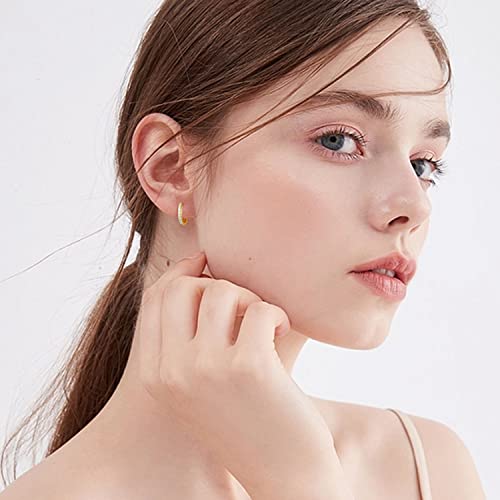 Gacimy 14K Gold Plated Huggie Earrings for Women, Small Imitation Cubic Zirconia Cartilage Hoop Earrings Cuffs for Women, 15mm Yellow Color - Image 4