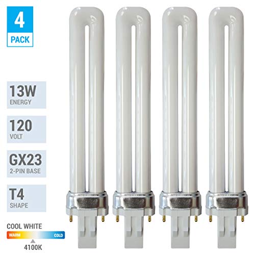 KOR (4 Pack) K22195 - PLS13W/2P/841 - Compact Fluorescent Plug-in - T4 - Single Tube - 13 Watt - 2-Pin (GX23) - 4,100 Kelvin (Cool White) - Image 2