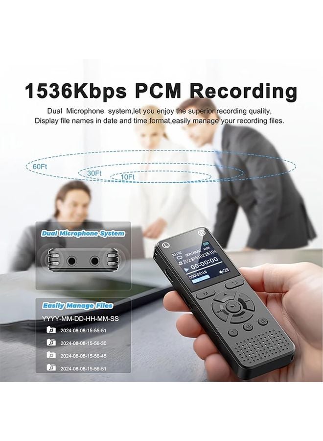 64GB Dark Gray Digital Voice Recorder Portable Audio Pen with Playback 9000 Hours Recording Noise Reduction Voice Activated A-B Loop MP3 Player for Lectures Meetings Interviews - Image 4
