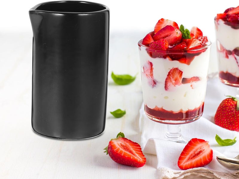 Ceramic Latte Creamer Pitcher Small Matte Black Milk Jug Multi-use Coffee Syrup Container for Home Kitchen Dining - Image 5