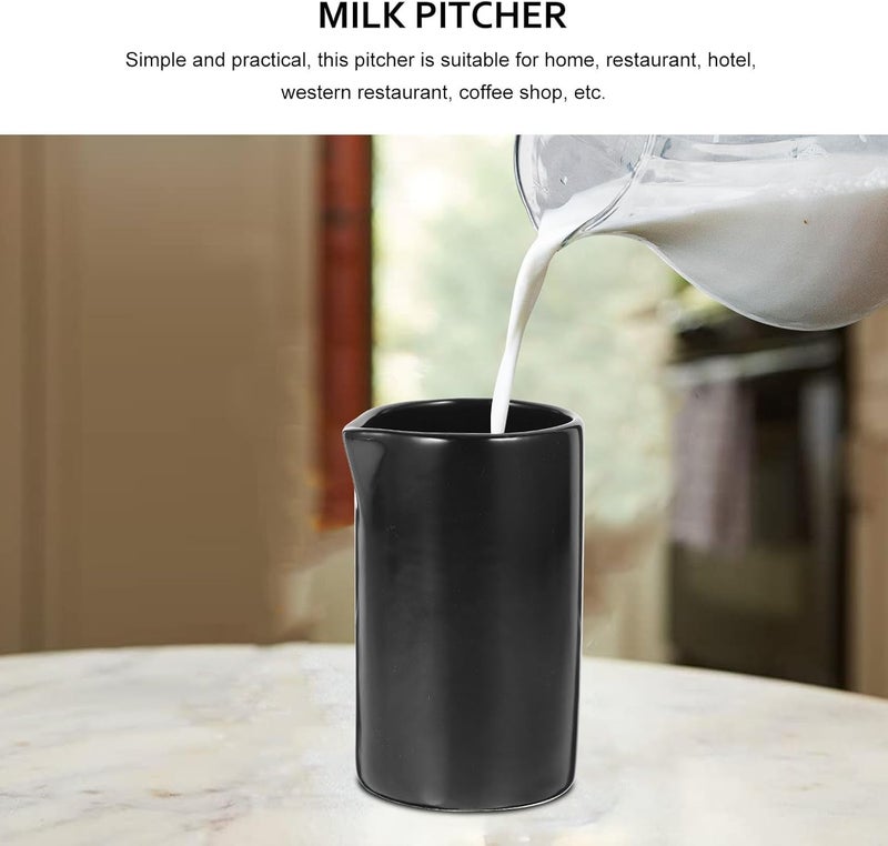 Ceramic Latte Creamer Pitcher Small Matte Black Milk Jug Multi-use Coffee Syrup Container for Home Kitchen Dining - Image 3