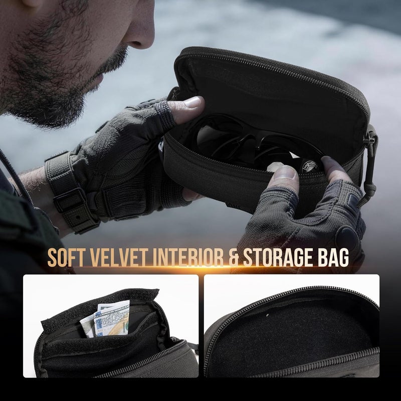 OneTigris Tactical Molle Zipper Eyeglasses Hard Case - Black, 1000D Nylon - Image 5