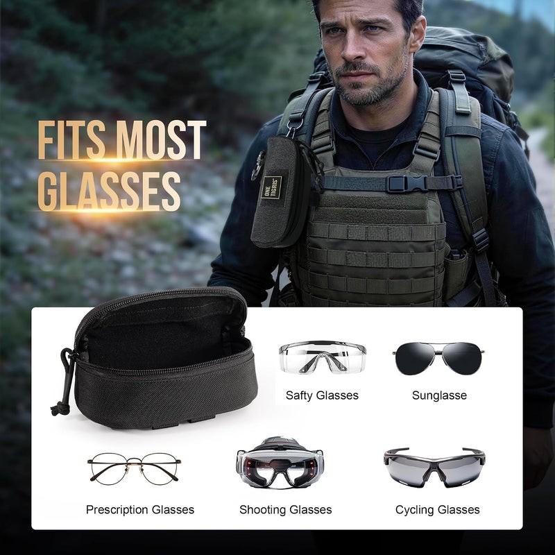 OneTigris Tactical Molle Zipper Eyeglasses Hard Case - Black, 1000D Nylon - Image 2