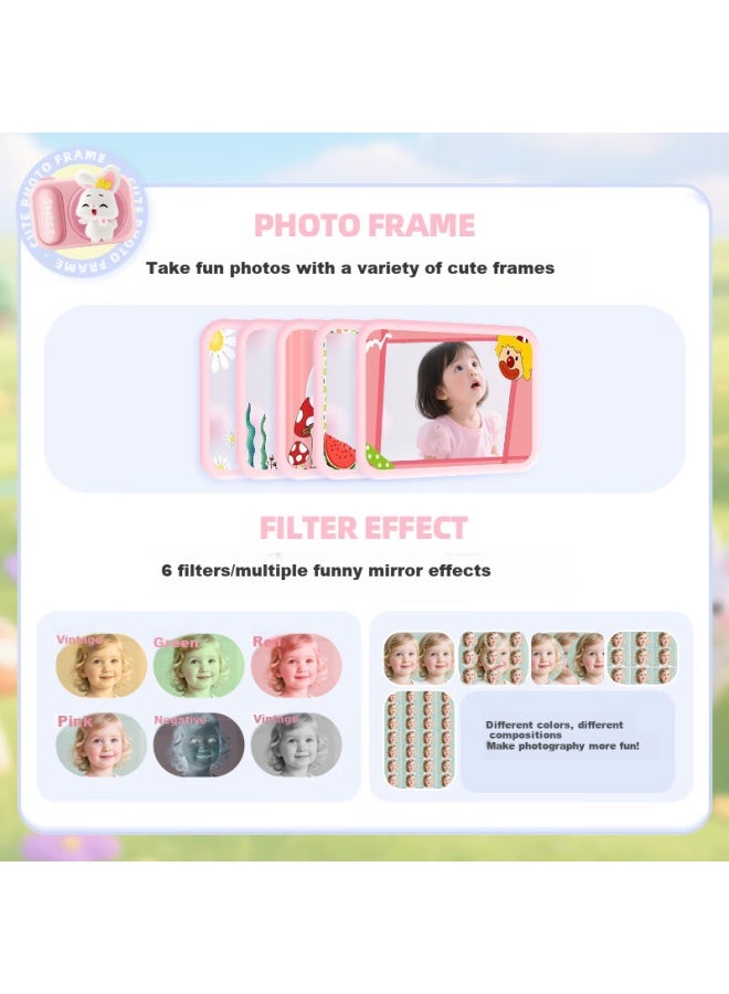 Kufire Flip Screen Children's Camera Student Digital Camera Photography Travel Special Ccd Flat Replacement Entry-level Girls Birthday Gift Children's Toy 3-6 Years Old Little Girl Girl - Image 5