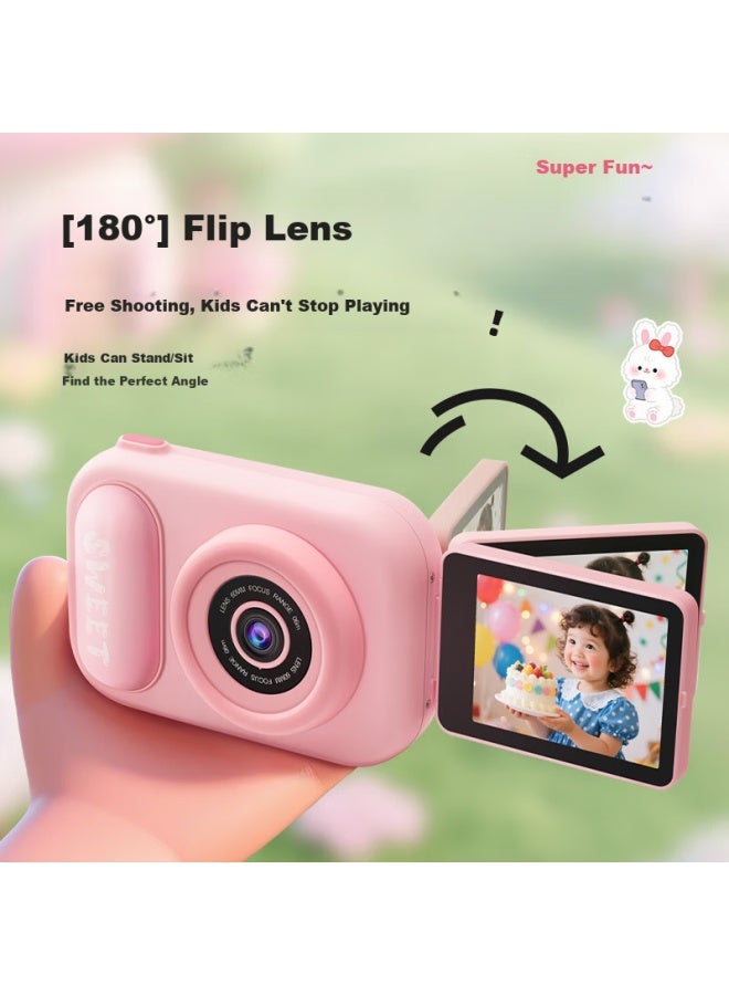 Kufire Flip Screen Children's Camera Student Digital Camera Photography Travel Special Ccd Flat Replacement Entry-level Girls Birthday Gift Children's Toy 3-6 Years Old Little Girl Girl - Image 2