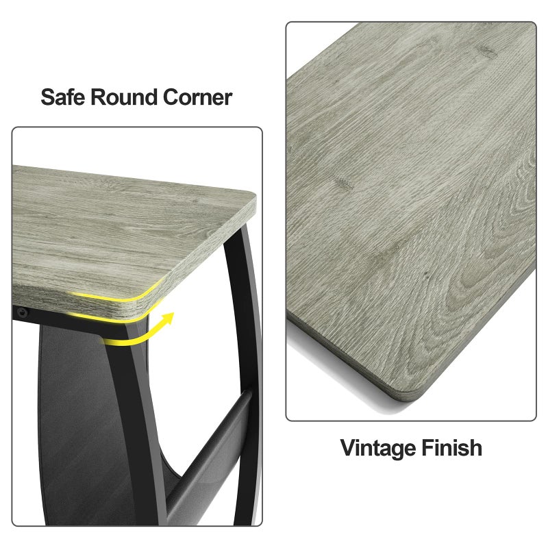 SRIWATANA Side End Tables Living Room, Vintage C-Shaped Laptop Table for Couch, Snack Table with Side Pocket, Light Grey - Image 3