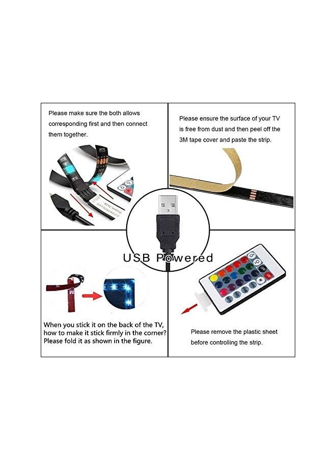 gluckluz - Usb Powered 2M Led Strip Light Tv Backlight Led Lights Strip Lighting With 24Key Remote Control Multi Color Bias Lights Easy To Stick Strips Lamps For Hdtv Laptop Pc Monitor - Image 1