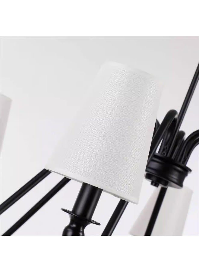 إرنيا الثريا السوداء للمزرعة السوداء محصورة بقماش أبيض، ومصابيح حديثة للمطعم عمرها 41 بوصة مجهزة بثريات من طراز E12 تستخدم في شرفة جزيرة المطبخ، وغرفة المعيشة، وقاعة مدخل غرفة النوم - Image 2