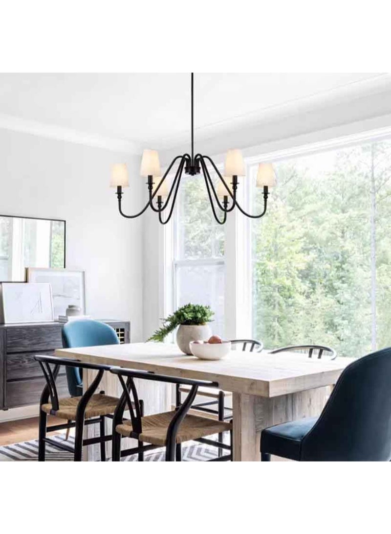 إرنيا الثريا السوداء للمزرعة السوداء محصورة بقماش أبيض، ومصابيح حديثة للمطعم عمرها 41 بوصة مجهزة بثريات من طراز E12 تستخدم في شرفة جزيرة المطبخ، وغرفة المعيشة، وقاعة مدخل غرفة النوم - Image 4