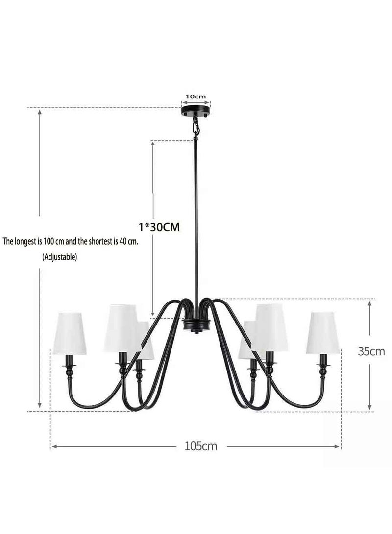 إرنيا الثريا السوداء للمزرعة السوداء محصورة بقماش أبيض، ومصابيح حديثة للمطعم عمرها 41 بوصة مجهزة بثريات من طراز E12 تستخدم في شرفة جزيرة المطبخ، وغرفة المعيشة، وقاعة مدخل غرفة النوم - Image 3