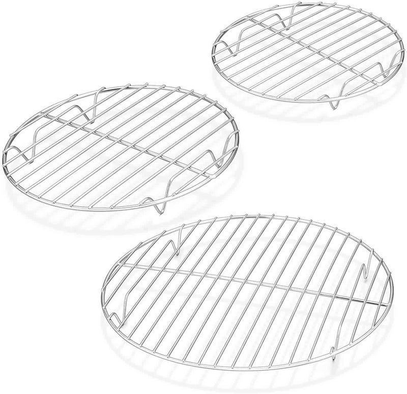 TeamFar Round Cooling Rack Set of 3, 7½ & 9 & 10½ Inch, Stainless Steel Round Baking Steaming Rack Set, Fit for Air fryer/Oven/Pot/Cake Pan/Pressure Cooker, Healthy & Mirror Finish, Dishwasher Safe - Image 1
