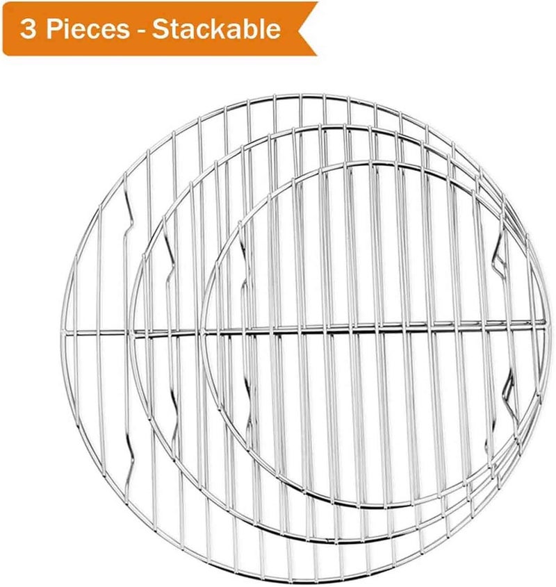 TeamFar Round Cooling Rack Set of 3, 7½ & 9 & 10½ Inch, Stainless Steel Round Baking Steaming Rack Set, Fit for Air fryer/Oven/Pot/Cake Pan/Pressure Cooker, Healthy & Mirror Finish, Dishwasher Safe - Image 2