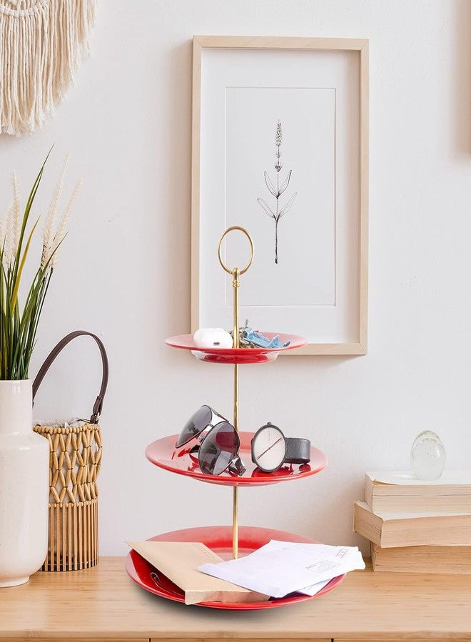 TP 3-Tier Cupcake Stand Melamine Serving Tray Unbreakable Dessert Stand Fruit Candy Display Tower for Wedding Birthday Tea Party and Baby Shower, Red - Image 3