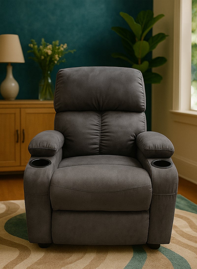 سحابة كرسي استرخاء يدوي ثابت - كرسي كسول ثابت أريكة استرخاء يدوية مع 2 حامل أكواب و 2 جيب امامي و 2 جيب خلفي - كرسي بذراعين مريح للاسترخاء لغرفة المعيشة وغرفة النوم والمكتب المنزلي - رمادي - Image 1