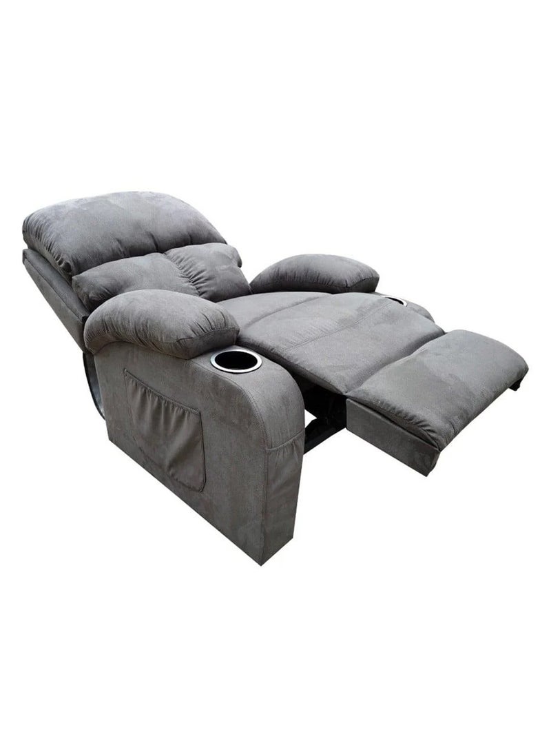 سحابة كرسي استرخاء يدوي ثابت - كرسي كسول ثابت أريكة استرخاء يدوية مع 2 حامل أكواب و 2 جيب امامي و 2 جيب خلفي - كرسي بذراعين مريح للاسترخاء لغرفة المعيشة وغرفة النوم والمكتب المنزلي - رمادي - Image 2