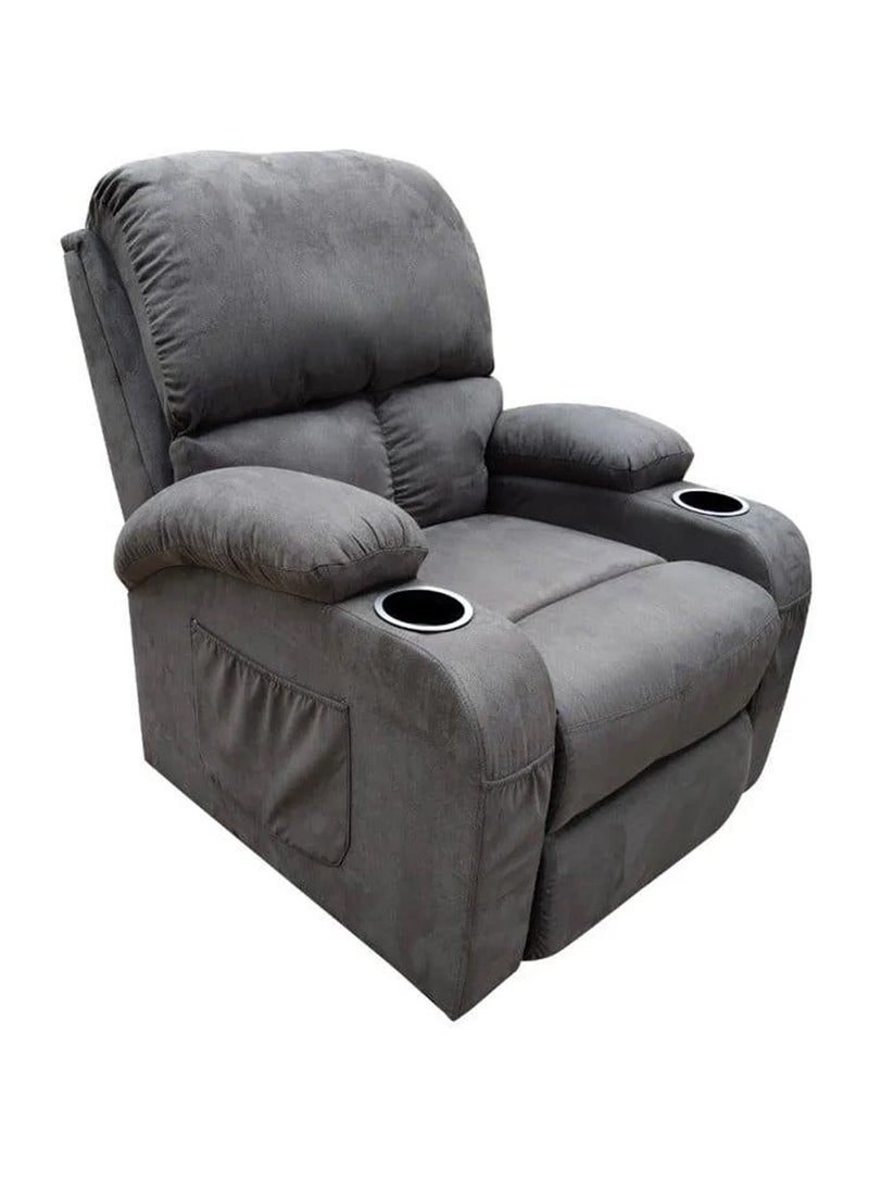 سحابة كرسي استرخاء يدوي ثابت - كرسي كسول ثابت أريكة استرخاء يدوية مع 2 حامل أكواب و 2 جيب امامي و 2 جيب خلفي - كرسي بذراعين مريح للاسترخاء لغرفة المعيشة وغرفة النوم والمكتب المنزلي - رمادي - Image 4