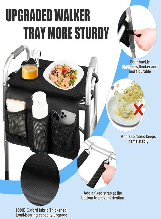 Veerlogix Walker Tray for Folding Walker - Trays for Walkers for Seniors with Non-Slip Multiple Front Pockets & Cup Holders, Walker Accessories for Elderly Walker Basket Fits Most Standard Rolling Walker - Image 2