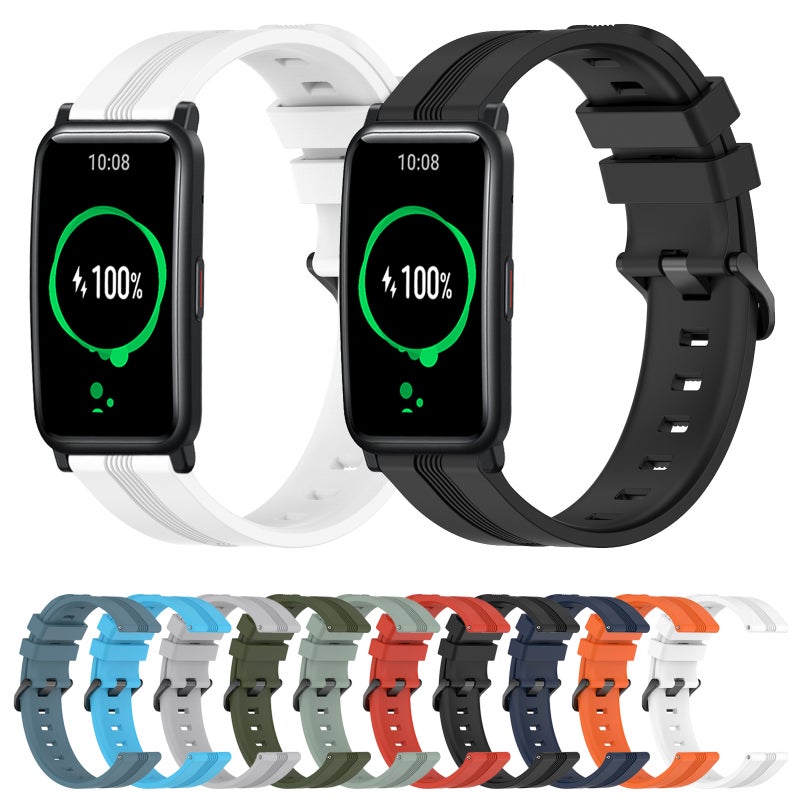 erorex For Honor Watch Es 20Mm Concave Striped Slicone Watch Band(Black) - Image 3