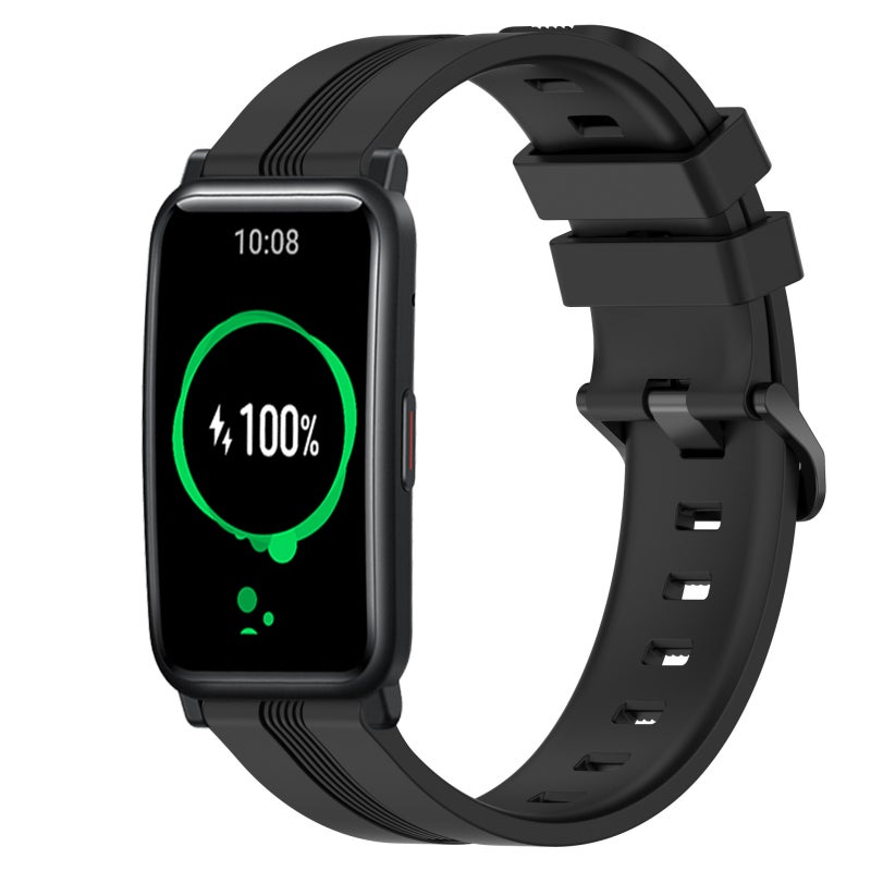 erorex For Honor Watch Es 20Mm Concave Striped Slicone Watch Band(Black) - Image 1