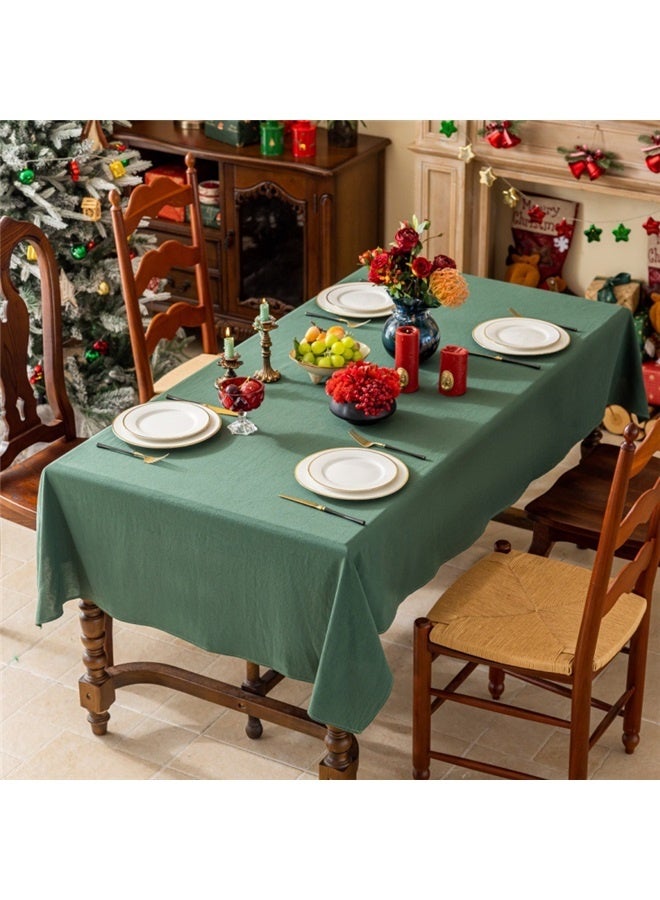 Dark Green Pleated Tablecloth, Spill-Proof Rectangle Tablecloth, Machine Washable Tablecloth Cover, 132x200CM - Image 5