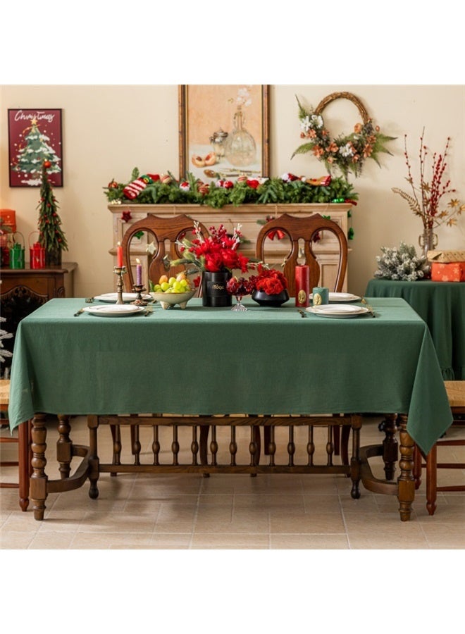 Dark Green Pleated Tablecloth, Spill-Proof Rectangle Tablecloth, Machine Washable Tablecloth Cover, 132x200CM - Image 3