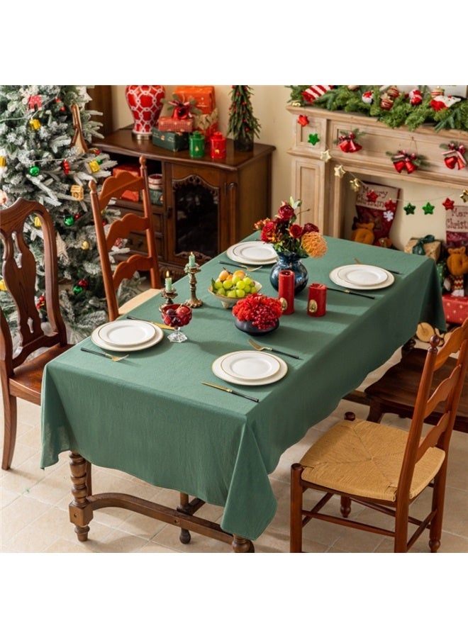 Dark Green Pleated Tablecloth, Spill-Proof Rectangle Tablecloth, Machine Washable Tablecloth Cover, 132x200CM - Image 2