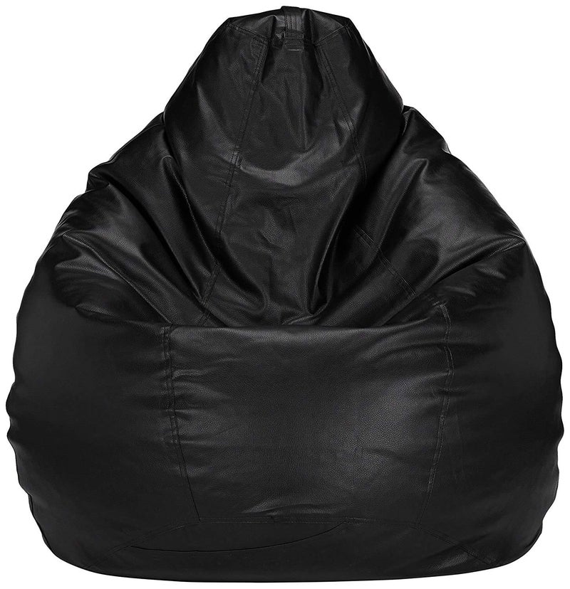 PAWSOME Bean Bag Cover Leatherette Black Sofa Cover Chair Sturdy Zipper Recliner Bean Bag Cover Organizing Storage Water Resistant Furniture No Filler - Image 1