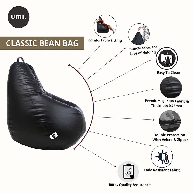 PAWSOME Bean Bag Cover Leatherette Black Sofa Cover Chair Sturdy Zipper Recliner Bean Bag Cover Organizing Storage Water Resistant Furniture No Filler - Image 5