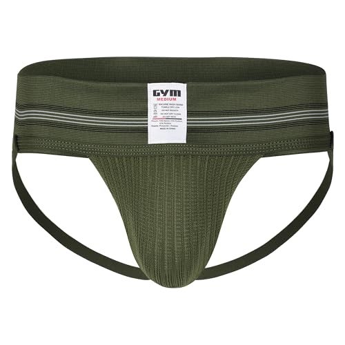 GYM Mens Old School Jockstrap (Large, Army, 1-Pack) - Image 1