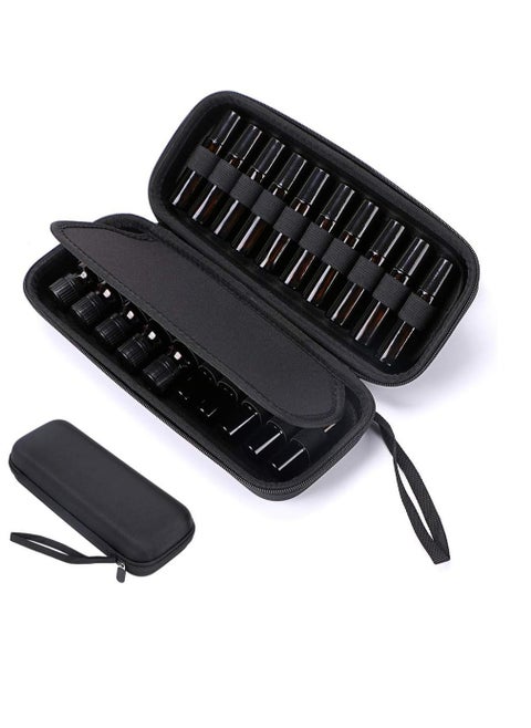 Hipiwe EVA Essential Oils Carrying Case Organizer for 20 Bottles 5ml 10ml Standard and Rollers Bottles Portable Hard Shell Essential Oils Travel Bag Holder for Essential Oils Bottle Storage (Black)