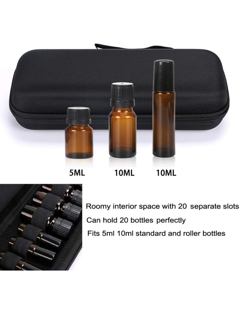 Hipiwe - Hipiwe EVA Essential Oils Carrying Case Organizer for 20 Bottles 5ml 10ml Standard and Rollers Bottles Portable Hard Shell Essential Oils Travel Bag Holder for Essential Oils Bottle Storage (Black) - Image 1