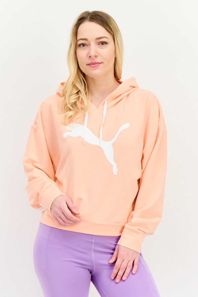 PUMA Women Relaxed Fit Brand Logo Long Sleeves Outdoor Crop Sweatshirt, Peach - Image 1