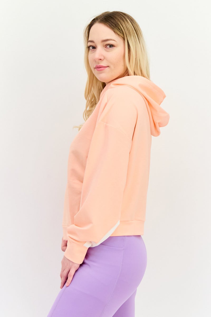 PUMA Women Relaxed Fit Brand Logo Long Sleeves Outdoor Crop Sweatshirt, Peach - Image 3