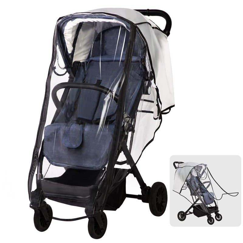 AMORBASE Universal Stroller Rain Cover Clear Breathable Weather Shield with Waterproof Zipper 4 Seasons Protection XL - Image 1